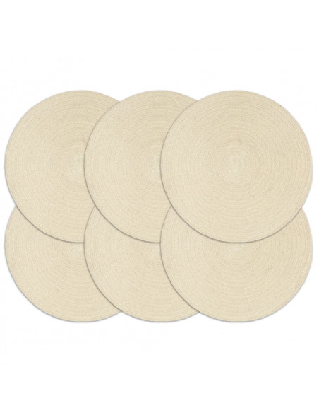 Tovagliette 6 pz Naturale Neutro 38 cm Rotonde in Cotone