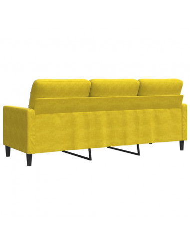 Divano a 3 Posti Giallo 180 cm in Velluto