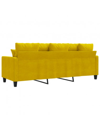 Divano a 3 Posti Giallo 180 cm in Velluto