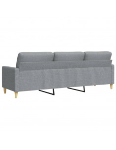 Divano a 3 Posti Grigio Chiaro 210 cm in Tessuto 2