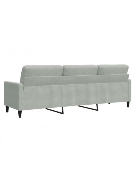 Divano a 3 Posti Grigio Chiaro 210 cm in Velluto