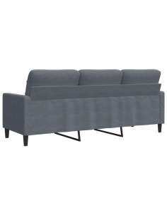 Divano a 3 Posti Grigio Scuro 180 cm in Velluto 2