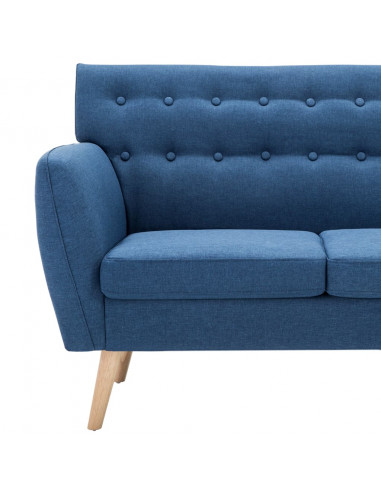 Divano a 3 Posti Rivestito in Tessuto 172x70x82 cm Blu