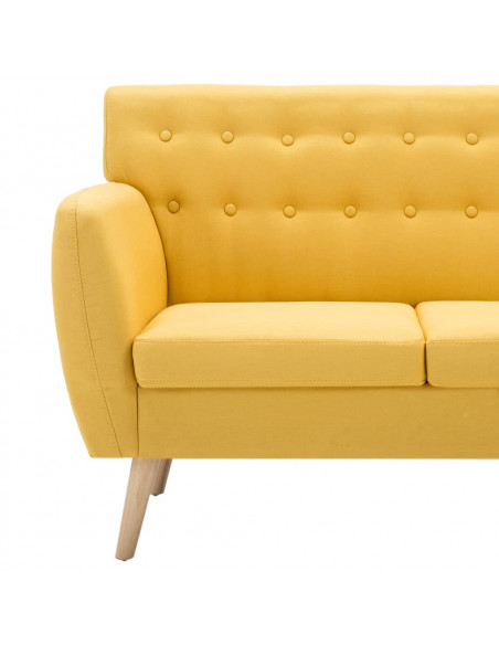 Divano a 3 Posti Rivestito in Tessuto 172x70x82 cm Giallo