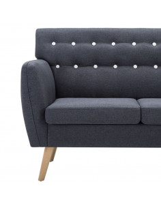 Divano a 3 Posti Rivestito in Tessuto 172x70x82 cm Grigio Scuro 2