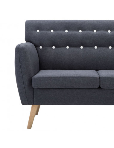 Divano a 3 Posti Rivestito in Tessuto 172x70x82 cm Grigio Scuro