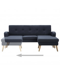 Divano a L Imbottito in Tessuto 186x136x79 cm Grigio Scuro 2