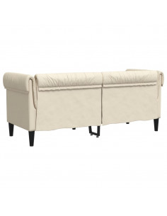 Divano Chesterfield a 2 Posti Crema in Tessuto 2