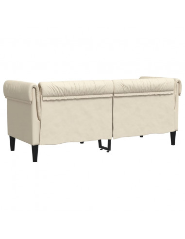 Divano Chesterfield a 2 Posti Crema in Tessuto