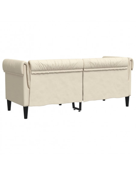 Divano Chesterfield a 2 Posti Crema in Tessuto