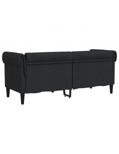 Divano Chesterfield a 2 Posti Nero in Tessuto