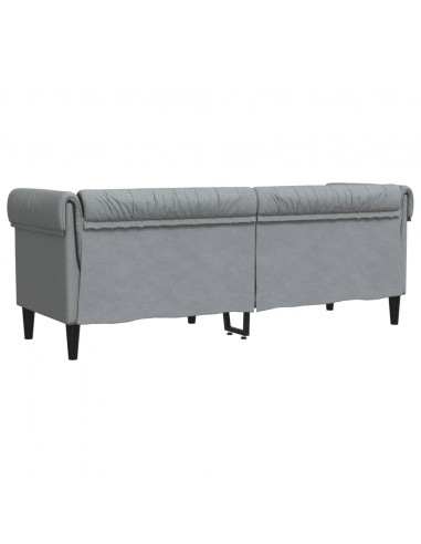 Divano Chesterfield a 3 Posti Grigio Chiaro in Tessuto