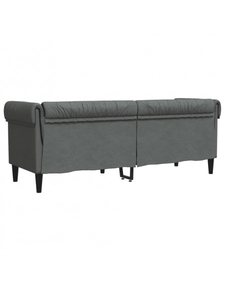Divano Chesterfield a 3 Posti Grigio Scuro in Tessuto