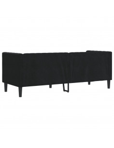 Divano Chesterfield con Rinforzi 3 Posti Nero in Velluto