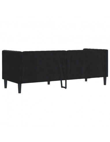 Divano Chesterfield con Rinforzi 3 Posti Nero in Velluto
