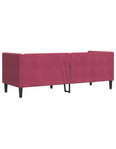 Divano Chesterfield con Rinforzi 3 Posti Rosso Vino in Velluto