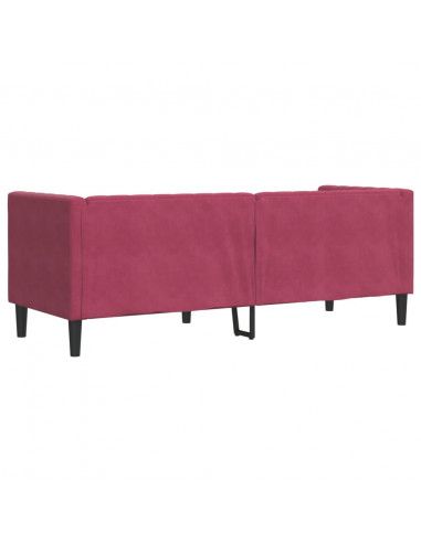Divano Chesterfield con Rinforzi 3 Posti Rosso Vino in Velluto