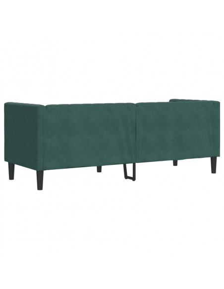 Divano Chesterfield con Rinforzi 3 Posti Verde Scuro in Velluto