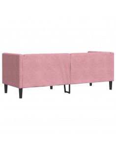 Divano Chesterfield con Rinforzi a 3 Posti Rosa in Velluto 2