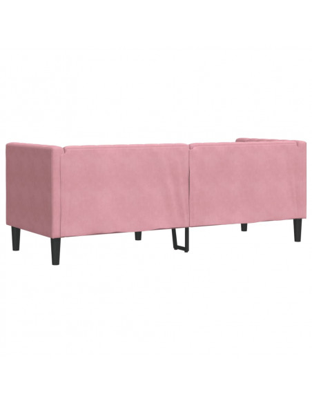 Divano Chesterfield con Rinforzi a 3 Posti Rosa in Velluto