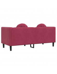 Divano con Cuscini 2 Posti Rosso Vino in Velluto 2