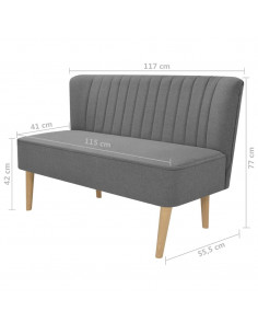Divano in Stoffa 117x55,5x77 cm Grigio Chiaro