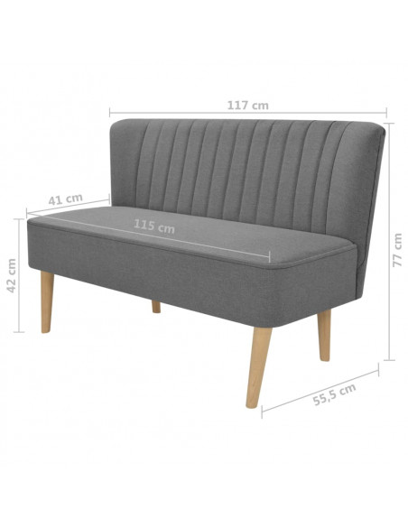 Divano in Stoffa 117x55,5x77 cm Grigio Chiaro
