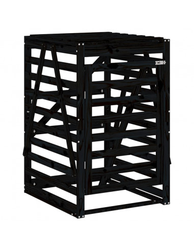 Copribidone Triplo Nero in Legno Massello di Pino