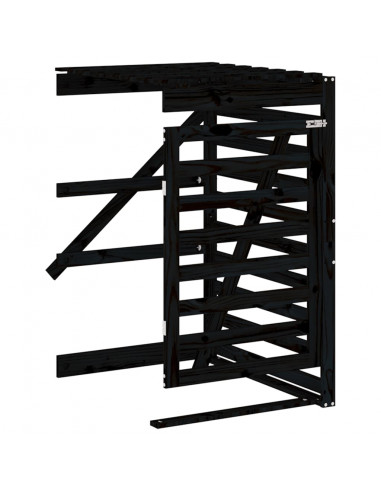 Copribidone Triplo Nero in Legno Massello di Pino