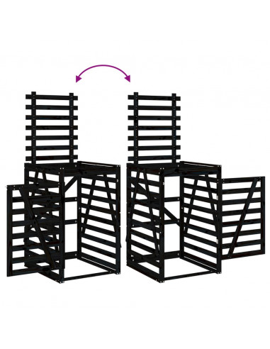 Copribidone Triplo Nero in Legno Massello di Pino