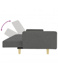 Divano Letto 2 Posti con Poggiapiedi Grigio Scuro in Tessuto