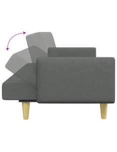 Divano Letto 2 Posti con Poggiapiedi Grigio Scuro in Tessuto 2