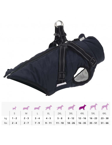 Cappotto Cani Imbracatura Impermeabile Riflettente Blu Navy 5XL