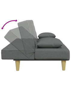 Divano Letto 2Posti Cuscini e Poggiapiedi Grigio Scuro Tessuto