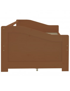 Divano Letto 3 Posti e Cassetti Marrone Miele in Pino 90x200cm 2