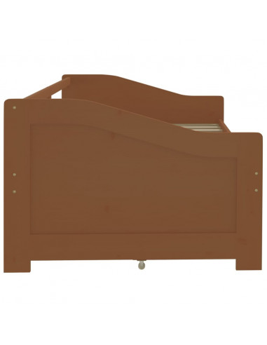 Divano Letto 3 Posti e Cassetti Marrone Miele in Pino 90x200cm