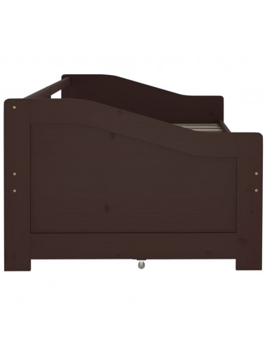 Divano Letto 3 Posti e Cassetti Marrone Scuro in Pino 90x200cm