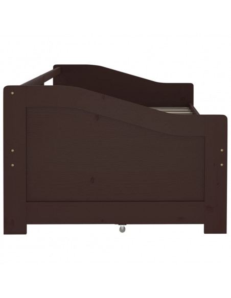 Divano Letto 3 Posti e Cassetti Marrone Scuro in Pino 90x200cm