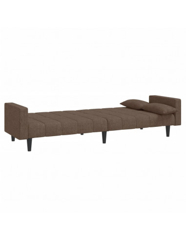 Divano Letto a 2 Posti con 2 Cuscini Tortora in Tessuto