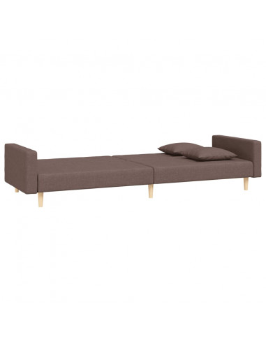 Divano Letto a 2 Posti con 2 Cuscini Tortora in Tessuto