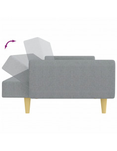 Divano Letto a 2 Posti con Poggiapiedi Grigio Chiaro in Tessuto