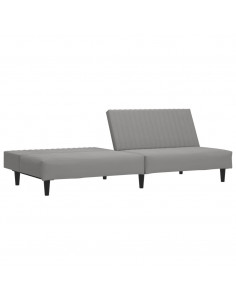 Divano Letto a 2 Posti Grigio Chiaro in Velluto 2