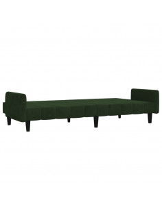 Divano Letto a 2 Posti Verde Scuro in Velluto 2
