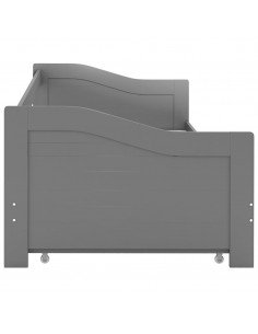Divano Letto a Scomparsa Grigio in Legno di Pino 90x200 cm 2