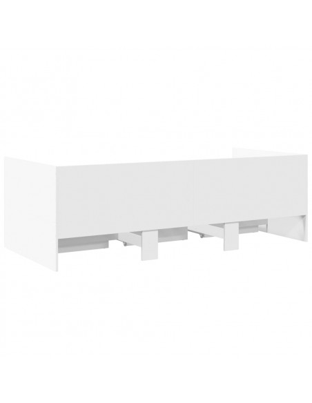 Divano Letto con Cassetti Bianco 100x200cm in Legno Multistrato