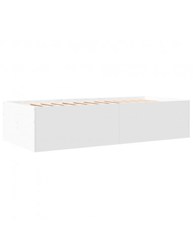 Divano Letto con Cassetti Bianco 90x200 cm in Legno Multistrato
