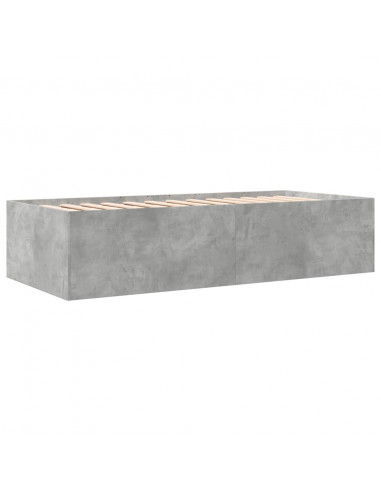 Divano Letto con Cassetti Grigio Cemento 90x200 cm Multistrato