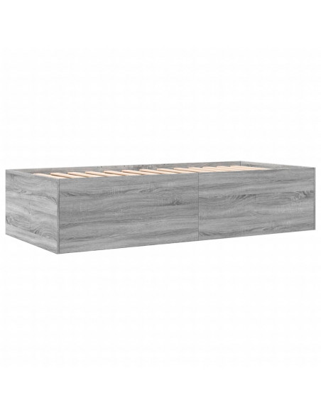 Divano Letto con Cassetti Grigio Sonoma 100x200 cm Multistrato