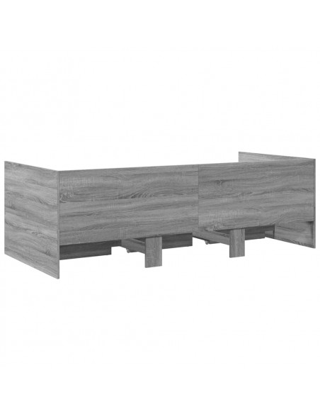 Divano Letto con Cassetti Grigio Sonoma 75x190 cm Multistrato