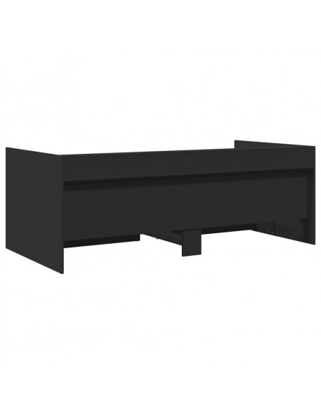Divano Letto con Cassetti Nero 75x190 cm in Legno Multistrato